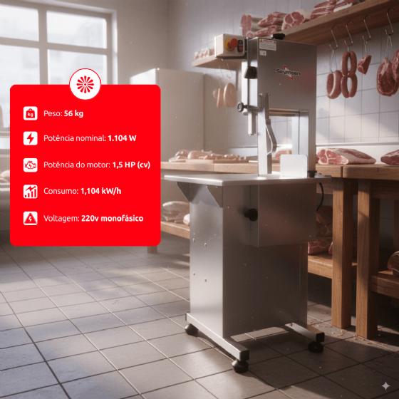 Serra Fita Profissional para Carne Inox SL-218 220v Skymsen