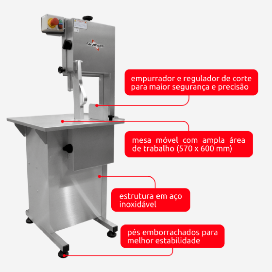 Serra Fita Profissional para Carne Inox SL-218 220v Skymsen