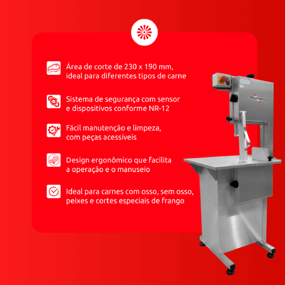 Serra Fita Profissional para Carne Inox SL-218 220v Skymsen