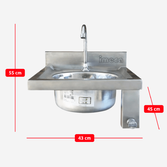 Lavatório em Aço Inox 43x45 Cuba 30x15 Com Acionamento no Joelho Imeca