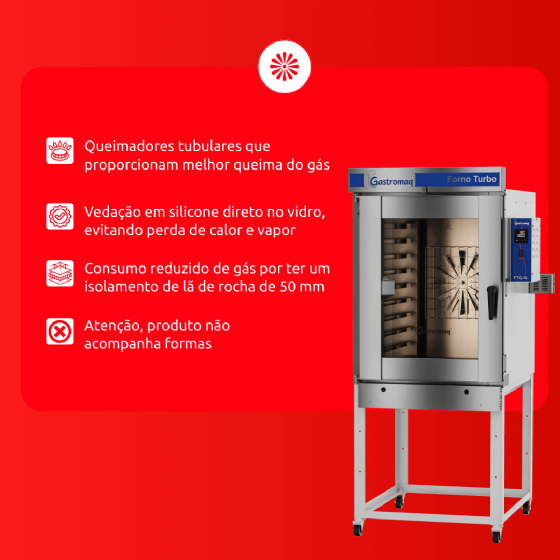 Forno Turbo 10 Esteiras à Gás FTG 10 Gastromaq