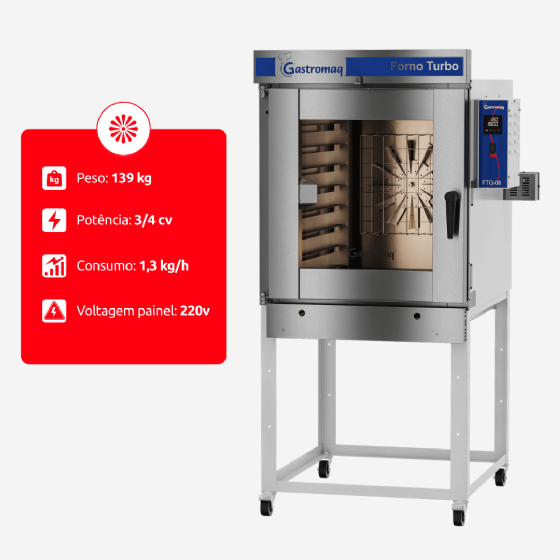 Forno Turbo 8 Esteiras à Gás FTG 8 Gastromaq