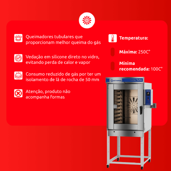 Forno Turbo 8 Esteiras à Gás FTG 8 Gastromaq
