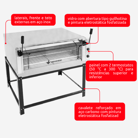 Forno Lastro Elétrico Roma 144 Litros FERI90 220v Venâncio