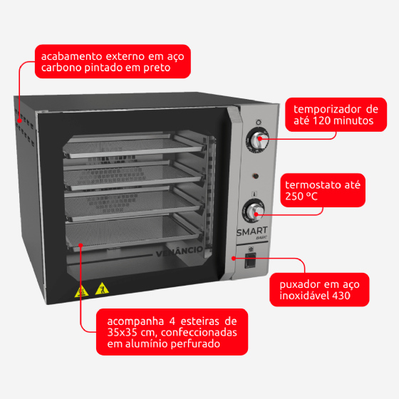 Forno Convector Preto Smart Basic Elétrico 220v Venâncio