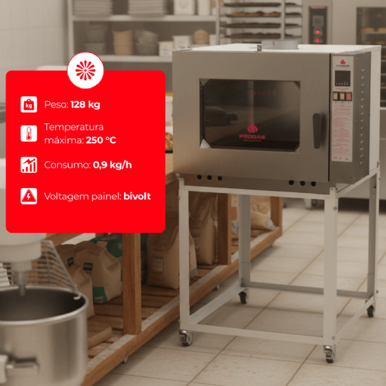 Forno Turbo 5 Esteiras à Gás PRP 5000 Progás
