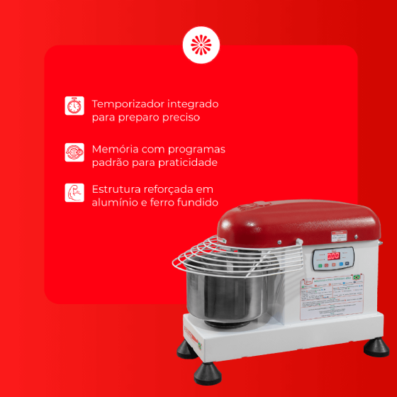 Amassadeira Espiral Profissional 03 kg AEM 03 PRO Bivolt Maná