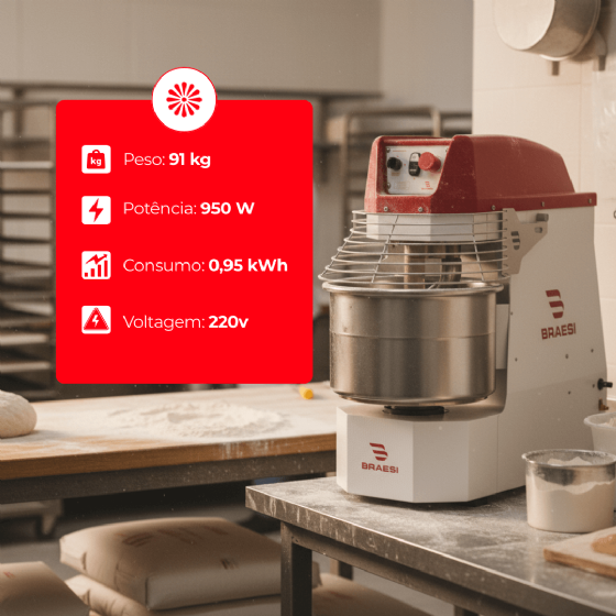 Amassadeira Espiral 2 Velocidades 15 kg AES 15/1 G3 220v Braesi