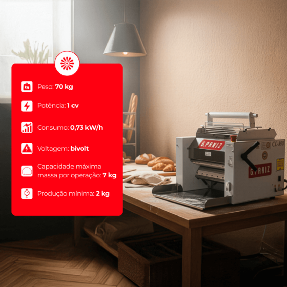 Cilindro Laminador CL 390 Bancada Inox Bivolt G Paniz