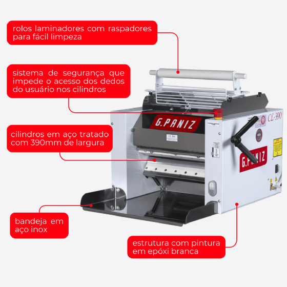 Cilindro Laminador CL 390 Bancada Inox Bivolt G Paniz