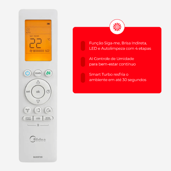Ar-Condicionado Split Inverter AI 12.000 BTU Ecomaster Quente/Frio Midea 42EZVQA12M5