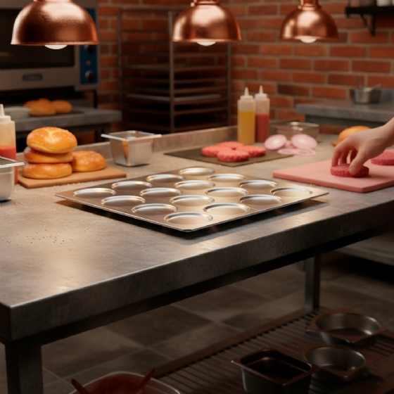 Assadeira para Pão de Hamburguer 58x70 20 Cavidades Alumínio Imeca
