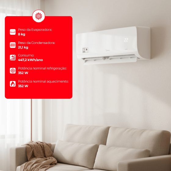 Ar-Condicionado Split Hi-Wall Inverter 12.000 BTU XtremeSave Quente e Frio 220v Midea 42AGVQI12M5