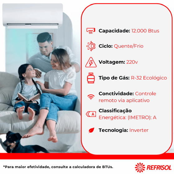 Ar-Condicionado Split Hi-Wall Inverter 12.000 BTU XtremeSave Quente e Frio 220v Midea 42AGVQI12M5