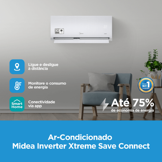 Ar-Condicionado Split Hi-Wall Inverter 12.000 BTU XtremeSave Quente e Frio 220v Midea 42AGVQI12M5