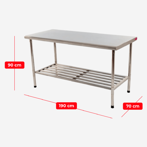 Mesa de Trabalho 190 x 70  Total Inox 430 Desmontável Imeca