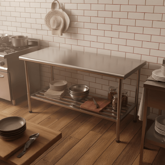 Mesa de Trabalho 190 x 70  Total Inox 430 Desmontável Imeca