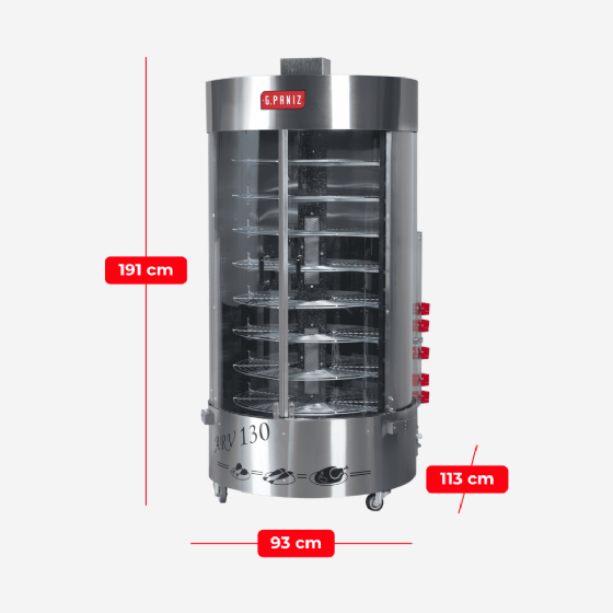 Forno Assador Queimador Central Multiuso Rotativo a Gás ARV 130 QC G Paniz