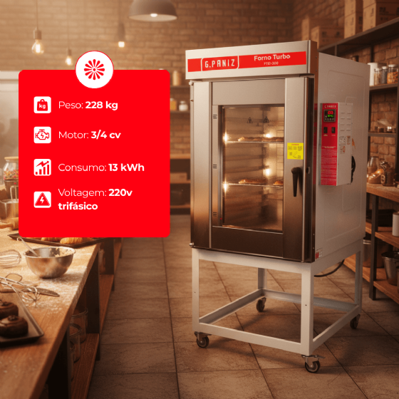 Forno Turbo 10 Esteiras FTE-300 Trifásico 220v G Paniz
