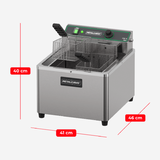 Fritadeira Elétrica Zona Fria de Óleo 15 Litros 8000W FOE 15 M 220v Metalcubas