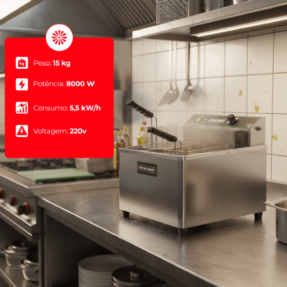Fritadeira Elétrica Zona Fria de Óleo 15 Litros 8000W FOE 15 M 220v Metalcubas