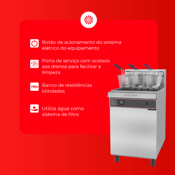Fritadeira Elétrica Água e Óleo Premium FAO 3 C PRM 220v Trifásico Metalcubas