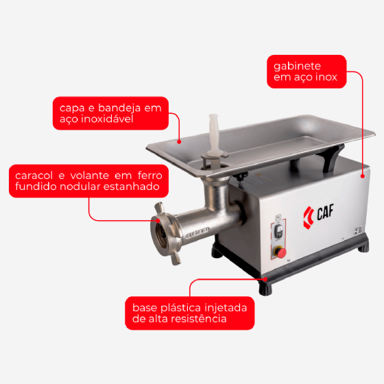 Picador Moedor de Carne Boca 98 de Ferro Fundido 220v Trifásico CAF