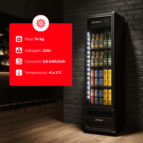 Cervejeira 244 Litros Porta de Vidro Full Black CCV144 220V Imbera
