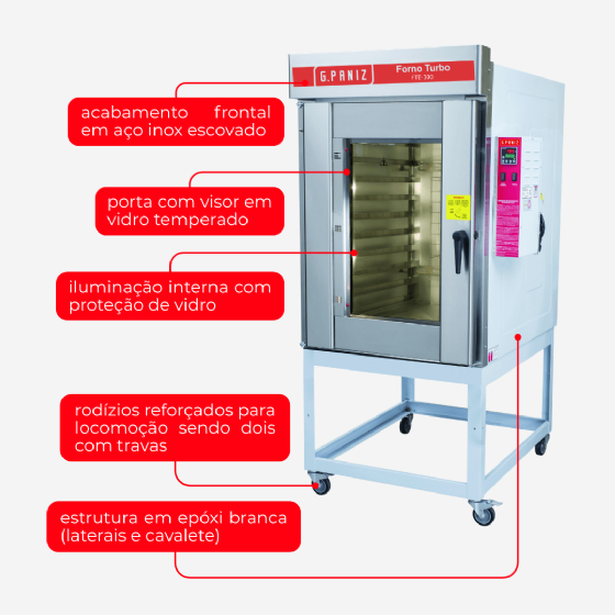 Forno Turbo 10 Esteiras Elétrico FTE-300 380v Trifásico G Paniz