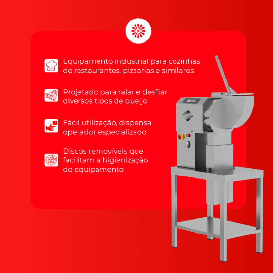 Ralador e Desfiador de Queijo Industrial RQ 300 Trifásico 220v Grano