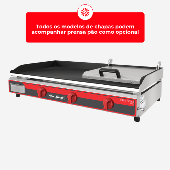 Chapa Bifeteira a Gás Profissional 100x52 CBG 1000 Metalcubas
