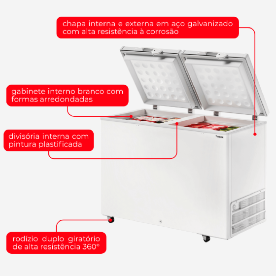 Freezer Horizontal 411 Litros Dupla Ação HCED 411 C 220v Fricon