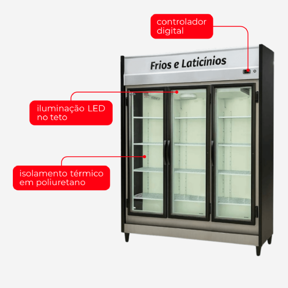 Expositor Refrigerado Frios e Laticínios 3 Portas 220v Chimafrio