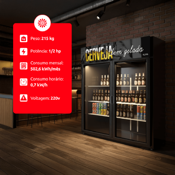 Cervejeira Expositora Bi-partida 1154 Litros Portas de Vidro 2 PTS VD 220v Klima