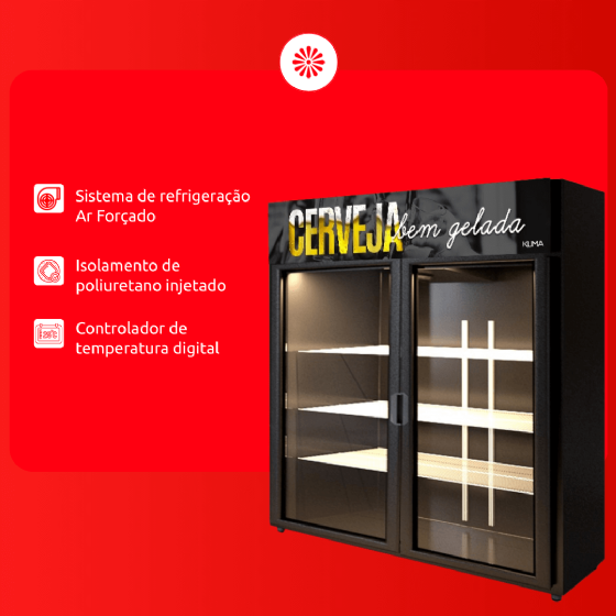 Cervejeira Expositora Bi-partida 1154 Litros Portas de Vidro 2 PTS VD 220v Klima