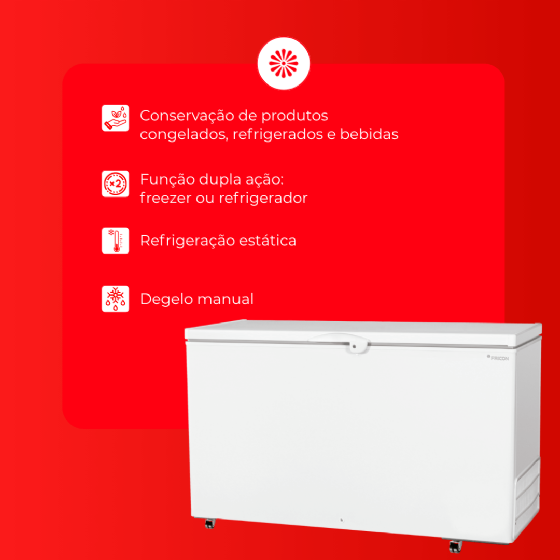 Freezer Horizontal 503 Litros Dupla Ação Tampa Única HCED503 220v Fricon