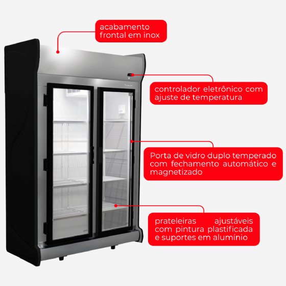 Expositor Refrigerado Frios e Laticínios 2 Portas ACFM 1000 220v Fricon