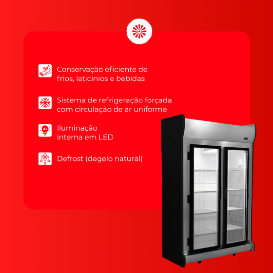 Expositor Refrigerado Frios e Laticínios 2 Portas ACFM 1000 220v Fricon