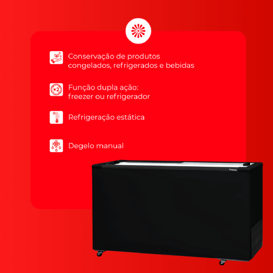 Freezer Horizontal 503 Litros Preto Porta de Vidro HCEB 503 220v Fricon