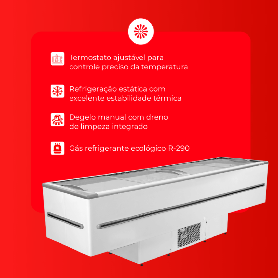 Ilha Expositora 3 Metros Branca 820 Litros Dupla Ação 220v Fricon