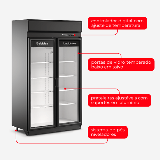 Expositor Refrigerado Auto Serviço 2 Portas ACFM 785 220v Fricon