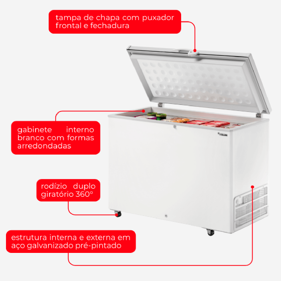 Freezer Horizontal 411 Litros Dupla Ação HCED 411 C Tampa Única 220v Fricon
