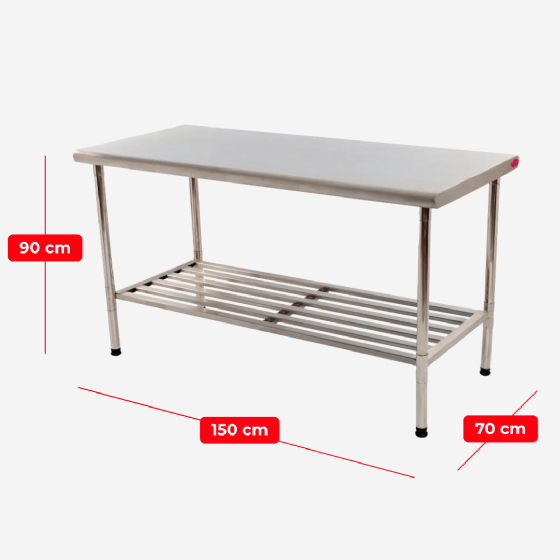 Mesa de Trabalho 150 x 70  Total Inox 430 Desmontável Imeca