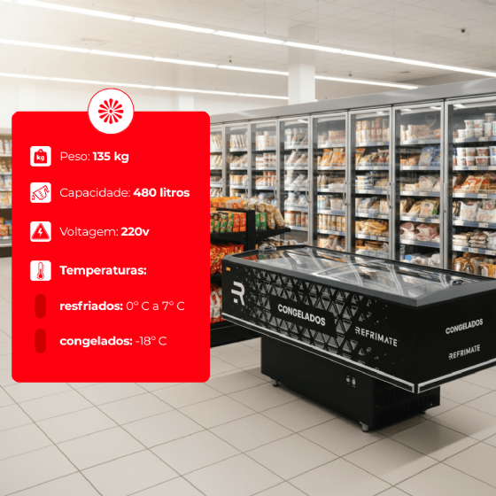 Ilha Expositora Congelados Vanguard Top 2 Metros EIV2000 220v Refrimate