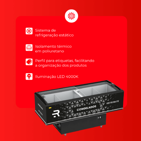 Ilha Expositora Congelados Vanguard Top 2 Metros EIV2000 220v Refrimate