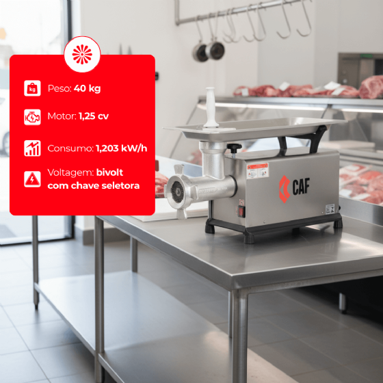 Picador Moedor de Carne Boca 22 de Ferro Fundido Bivolt CAF