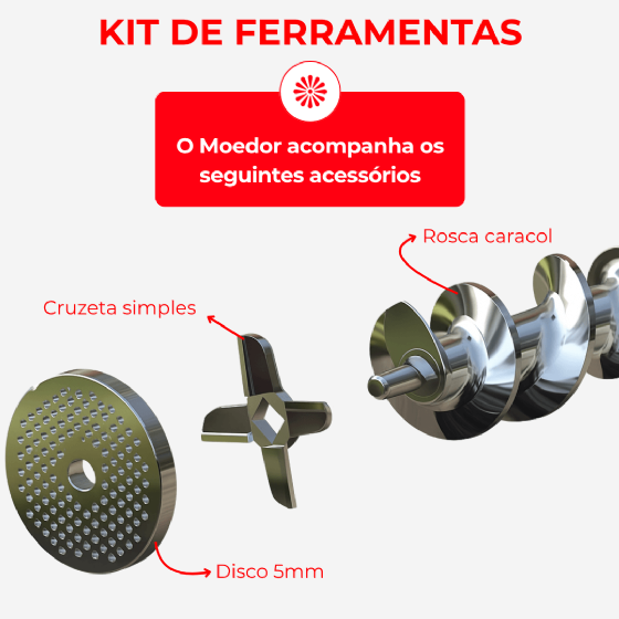 Picador Moedor de Carne Boca 22 de Ferro Fundido Bivolt CAF