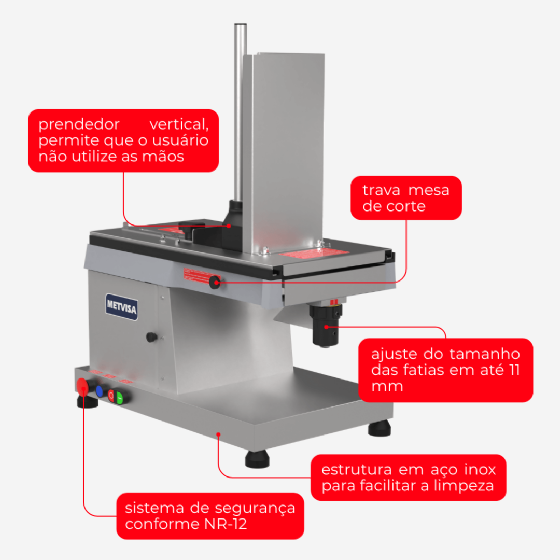 Cortador de Frios Industrial Automático Horizontal Lâmina 30 cm CFH 300 220v Metvisa