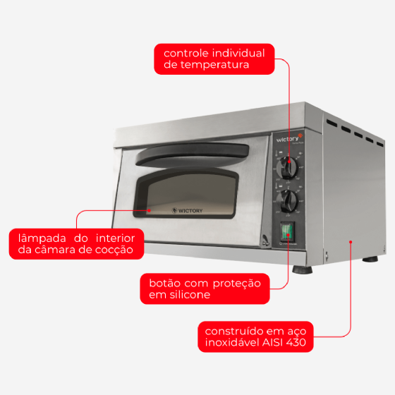 Forno Para Pizza Elétrico Lastro WP-35 220v Wictory