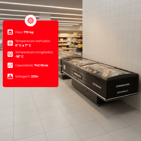 Ilha Expositora Congelados Vanguard Top 3 Metros EIV3000 220v Refrimate
